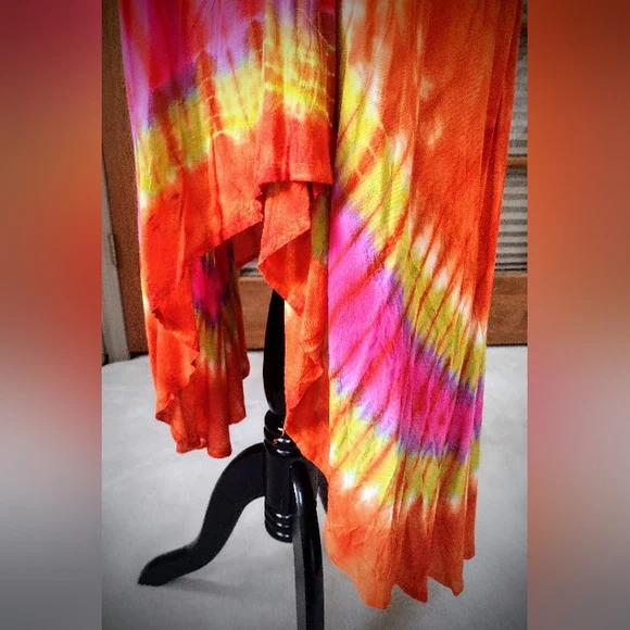 Brand New Handmade Tye Dye Asymmetrical Dress, Sleeveless, One Size Fits Most - Picture 10 of 11